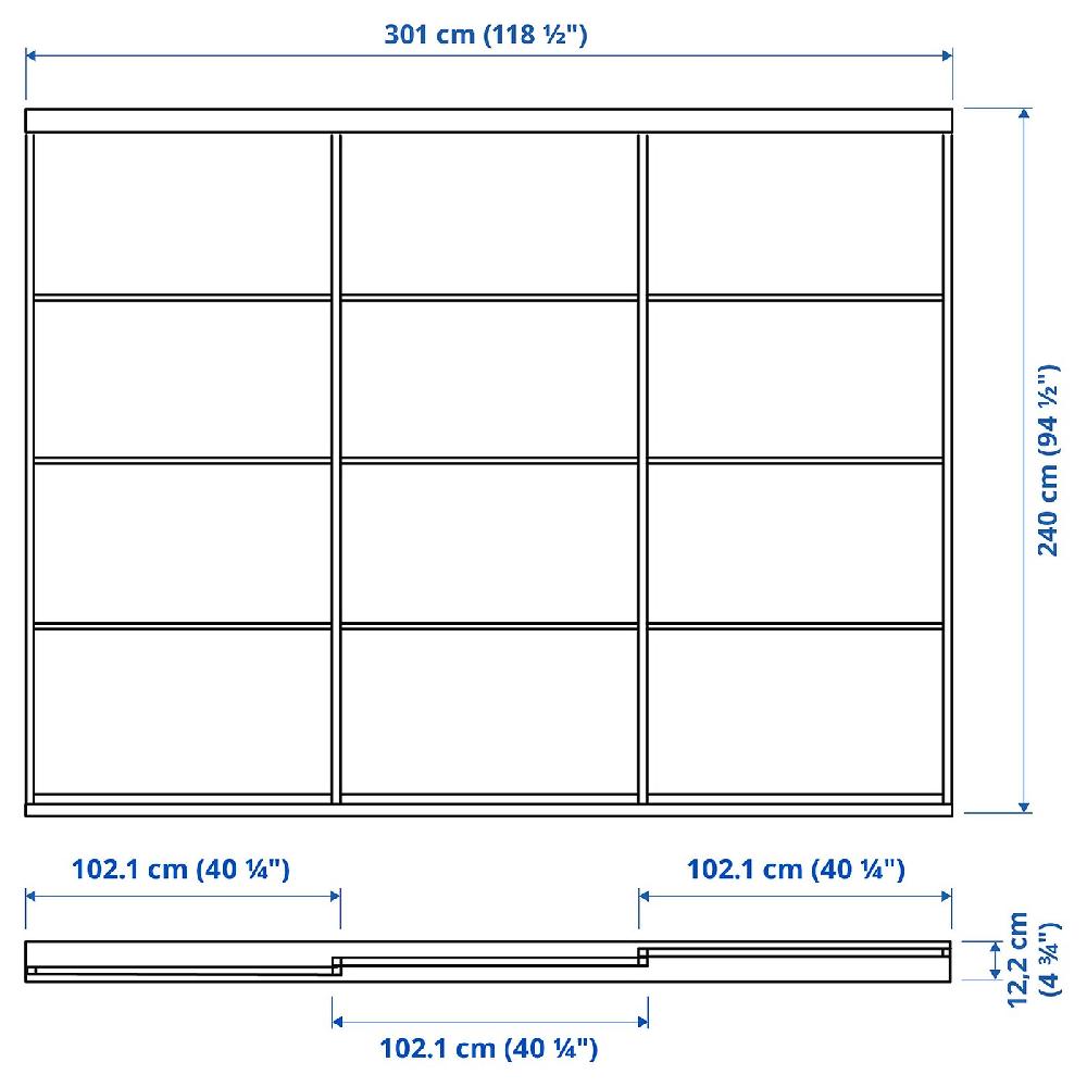 IKEA SKYTTA / SVARTISDAL Puerta Corredera Combi Aluminio/blanco Papel Pintado 301x240 Cm