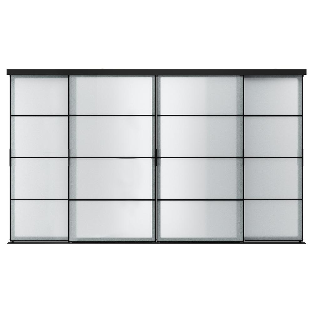 IKEA SKYTTA / SVARTISDAL Puerta corredera combi negro/blanco papel pintado 351x205 cm