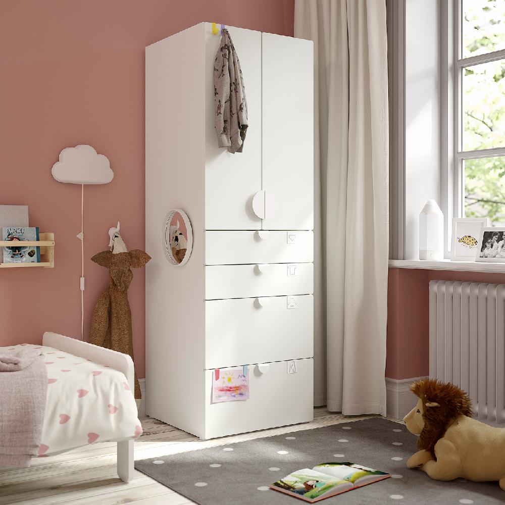 IKEA SMÅSTAD / PLATSA Armario Blanco Blanco/con 4 Cajones 60x57x181 Cm