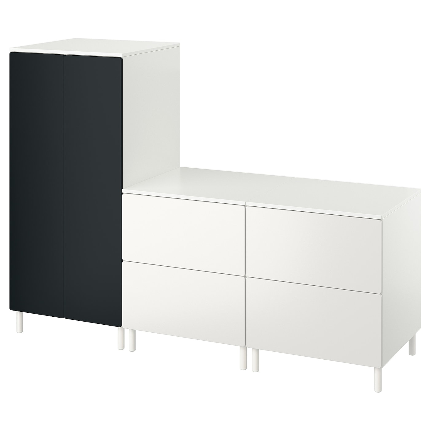 IKEA SMÅSTAD / PLATSA Armario blanco superficie de pizarra/con dos cómodas 180x57x133 cm