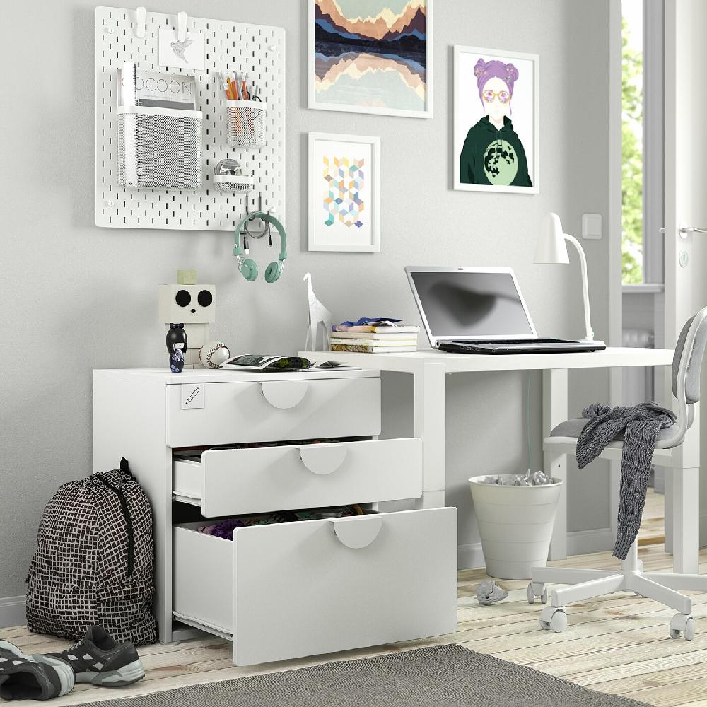 IKEA SMÅSTAD / PLATSA Cómoda De 3 Cajones Blanco/blanco 60x42x63 Cm