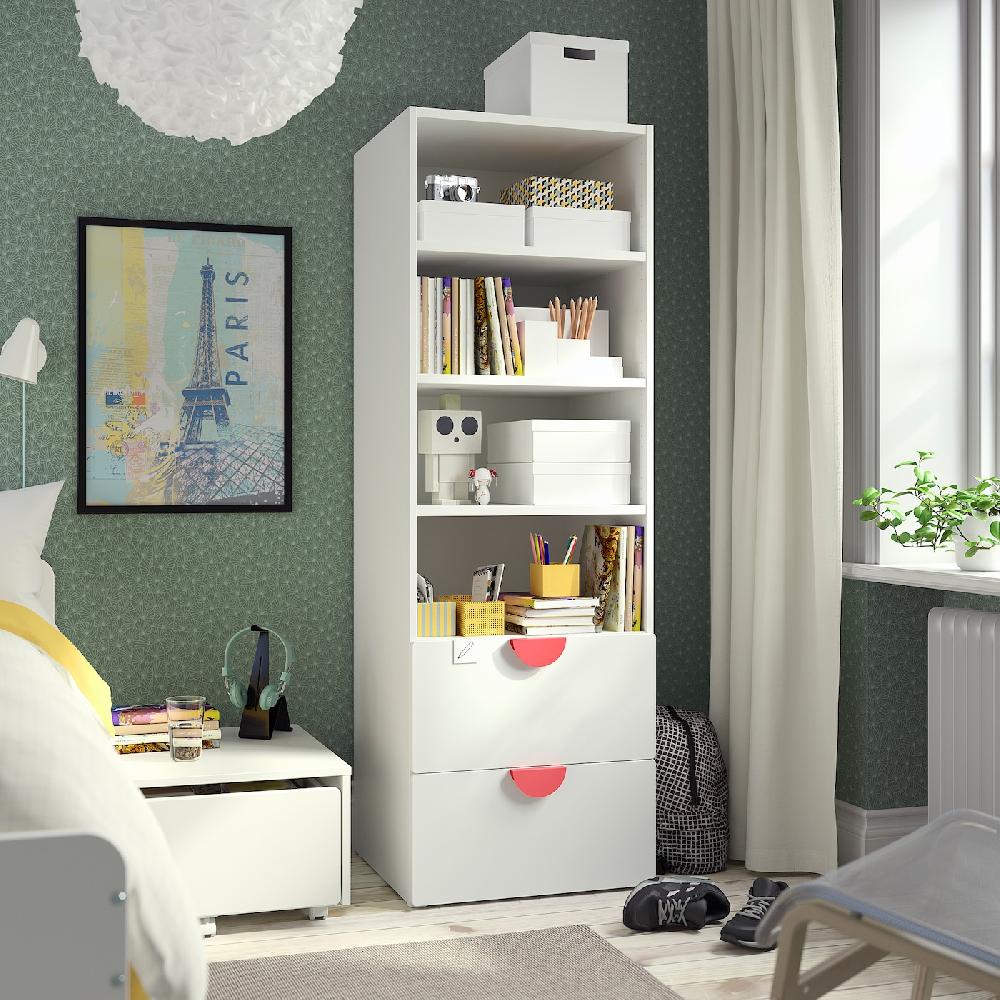 IKEA SMÅSTAD / PLATSA Librería Blanco Blanco/con 2 Cajones 60x57x181 Cm