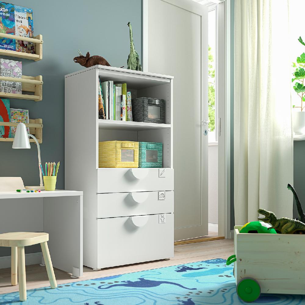 IKEA SMÅSTAD / PLATSA Librería Blanco Blanco/con 3 Cajones 60x42x123 Cm