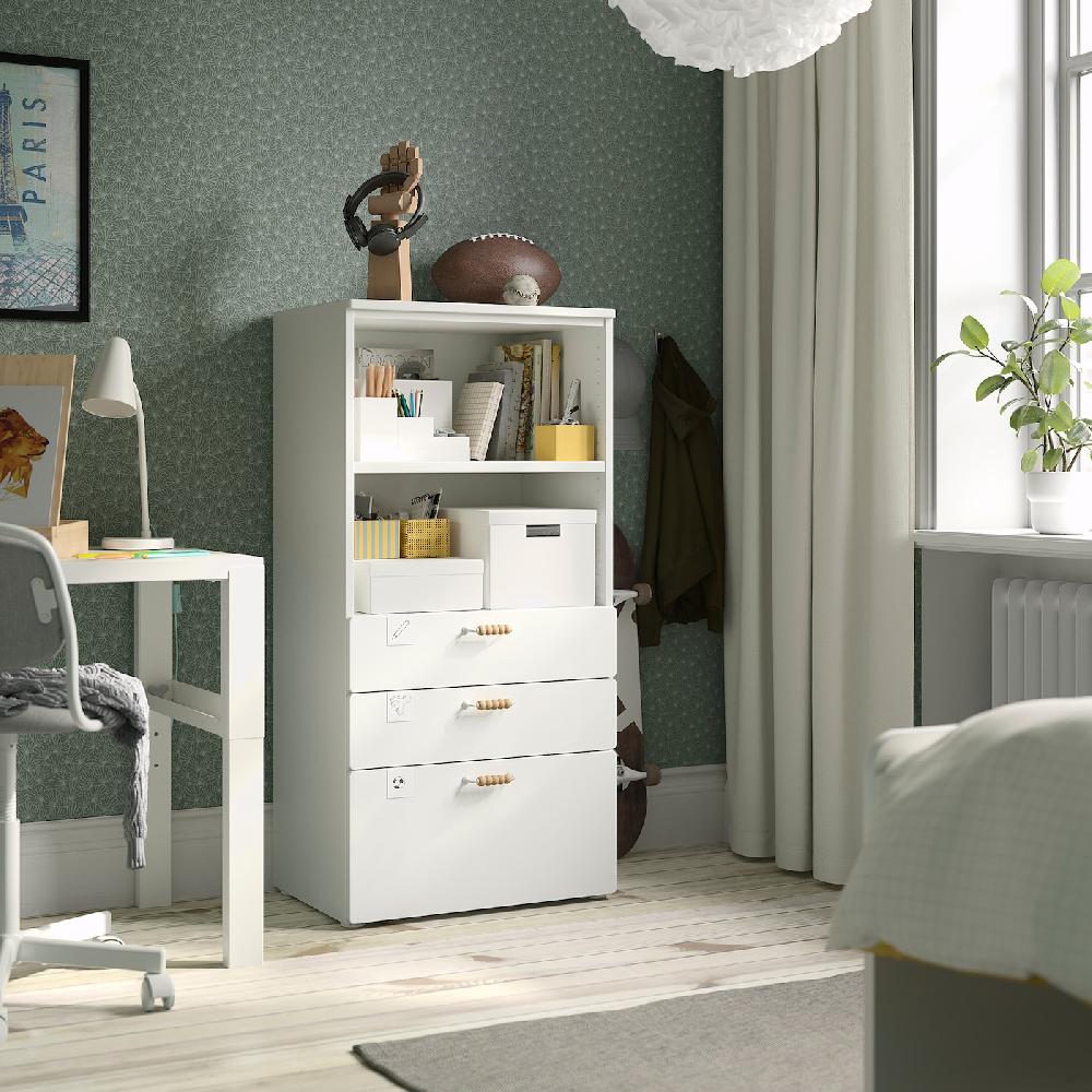IKEA SMÅSTAD / PLATSA Librería Blanco Blanco/con 3 Cajones 60x42x123 Cm