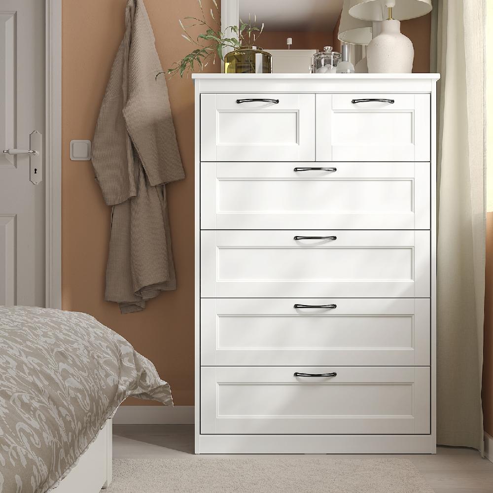 IKEA SONGESAND Cómoda De 6 Cajones Blanco 82x126 Cm