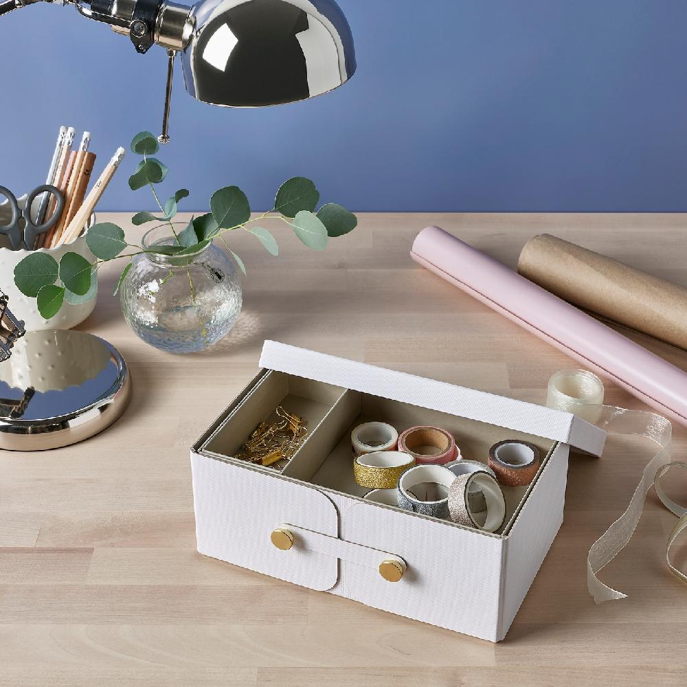 IKEA SPINNROCK Caja Con Compartimentos Blanco 25x16x10 Cm