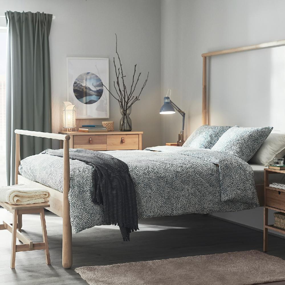 IKEA TRÄDKRASSULA Funda Nórdica Con Funda De Almohada Blanco/azul 150x200/50x60 Cm