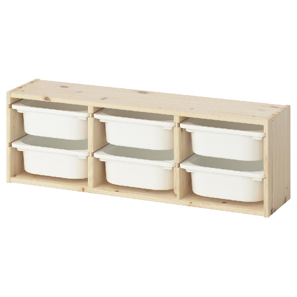 IKEA TROFAST Almacenaje de colgar pino tte claro/blanco 93x21x30 cm
