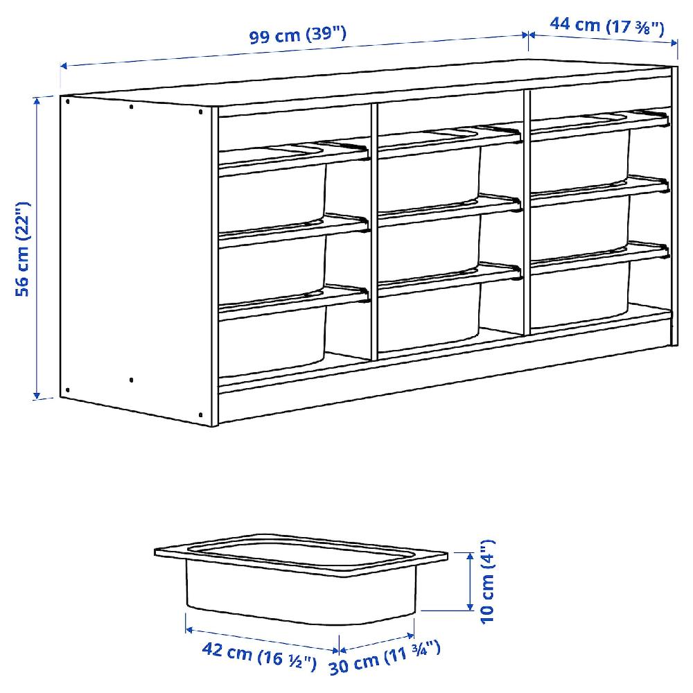 IKEA TROFAST Combinación De Almacenaje Con Cajas Blanco/blanco 99x44x56 Cm