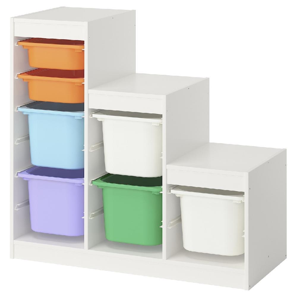 IKEA TROFAST Combinación de almacenaje con cajas blanco blanco/multicolor 99x44x94 cm