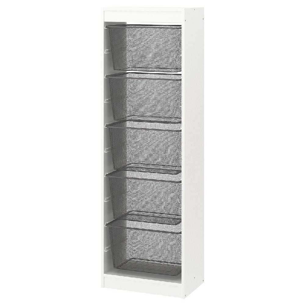 IKEA TROFAST Combinación de almacenaje con cajas blanco/gris oscuro 46x30x145 cm