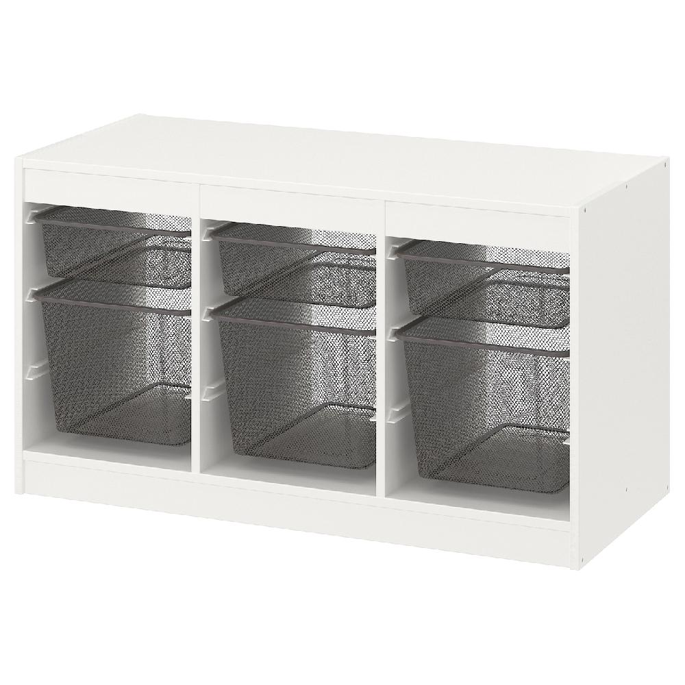 IKEA TROFAST Combinación de almacenaje con cajas blanco/gris oscuro 99x44x56 cm