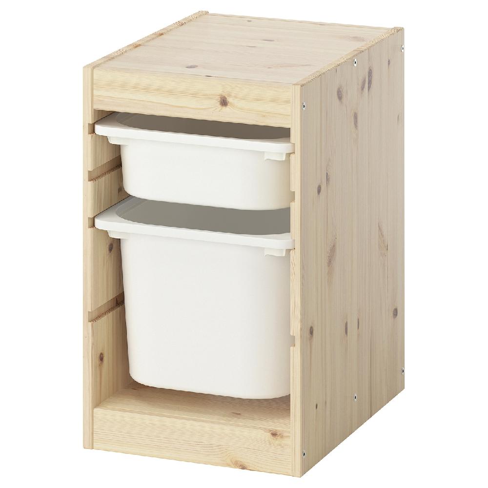 IKEA TROFAST Combinación de almacenaje con cajas pino tte claro/blanco 32x44x52 cm