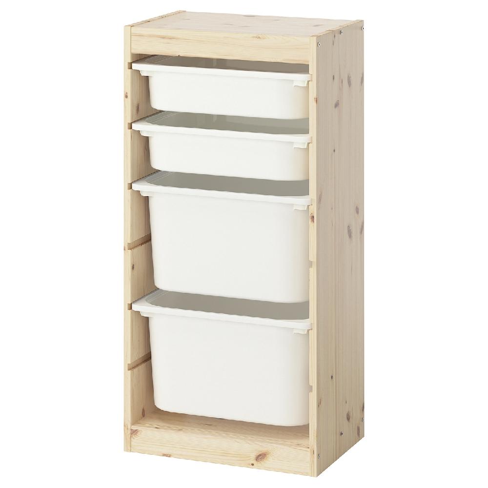 IKEA TROFAST Combinación de almacenaje con cajas pino tte claro/blanco 44x30x91 cm