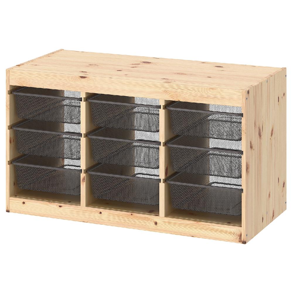 IKEA TROFAST Combinación de almacenaje con cajas pino tte claro/gris oscuro 93x44x52 cm