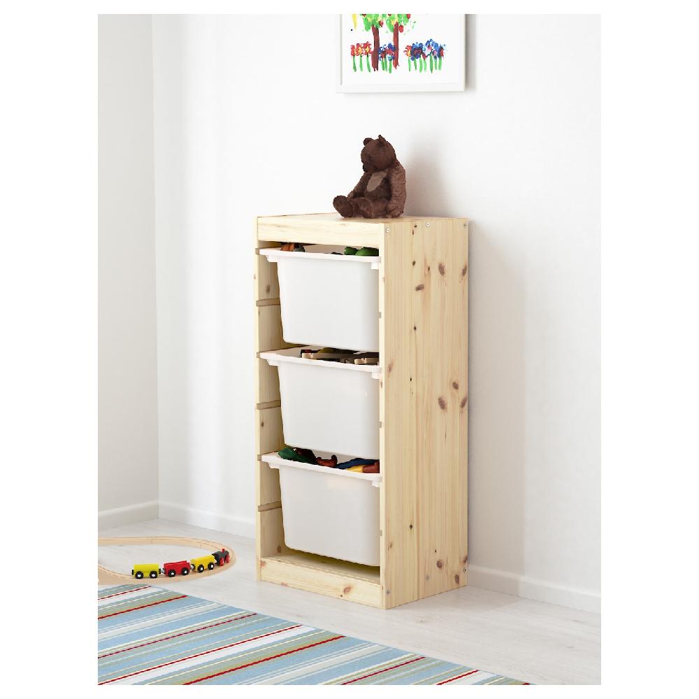 IKEA TROFAST Combinación De Almacenaje Con Cajas Pino Tte Claro/blanco 44x30x91 Cm
