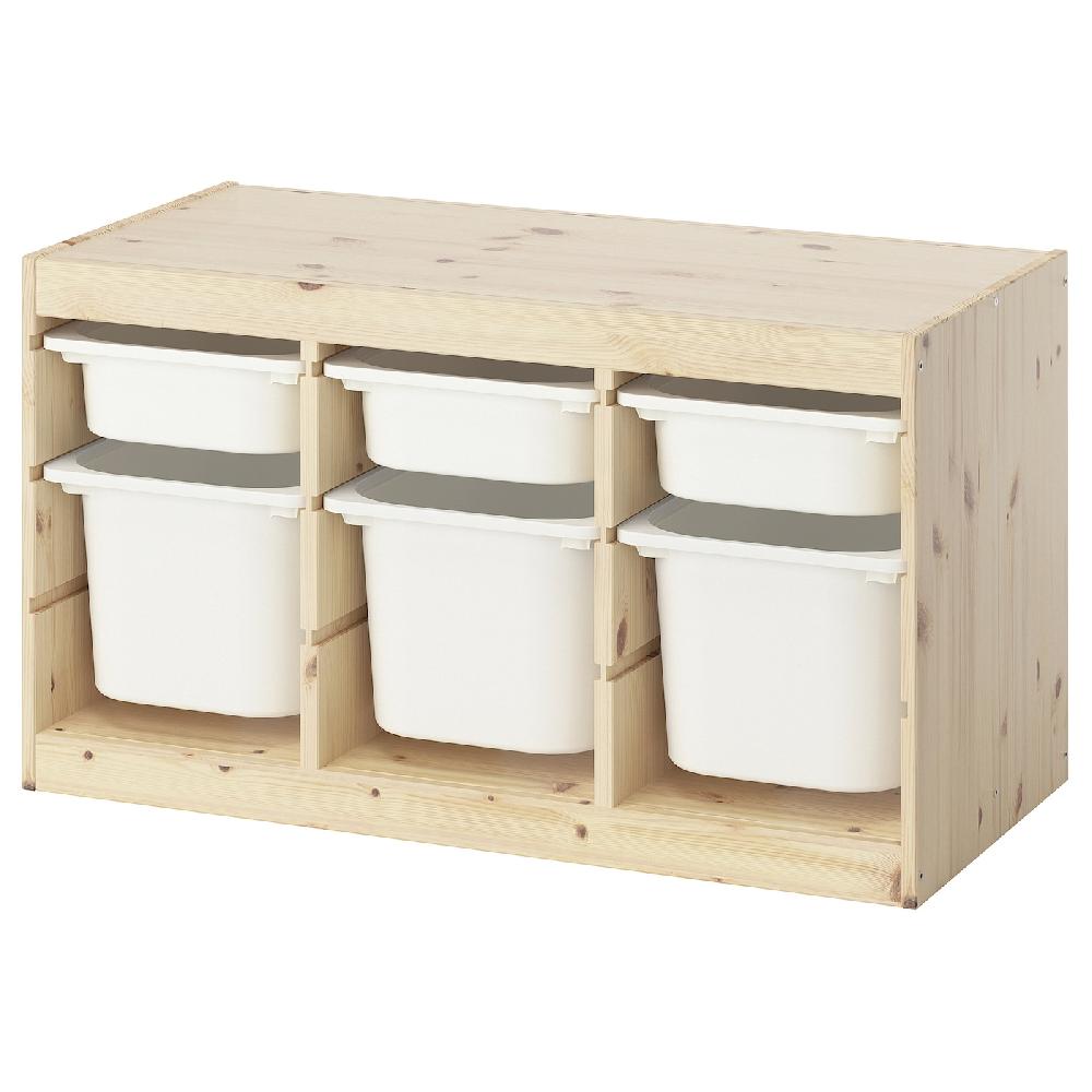 IKEA TROFAST Combinación de almacenaje con cajas pino tte claro/blanco 93x44x52 cm