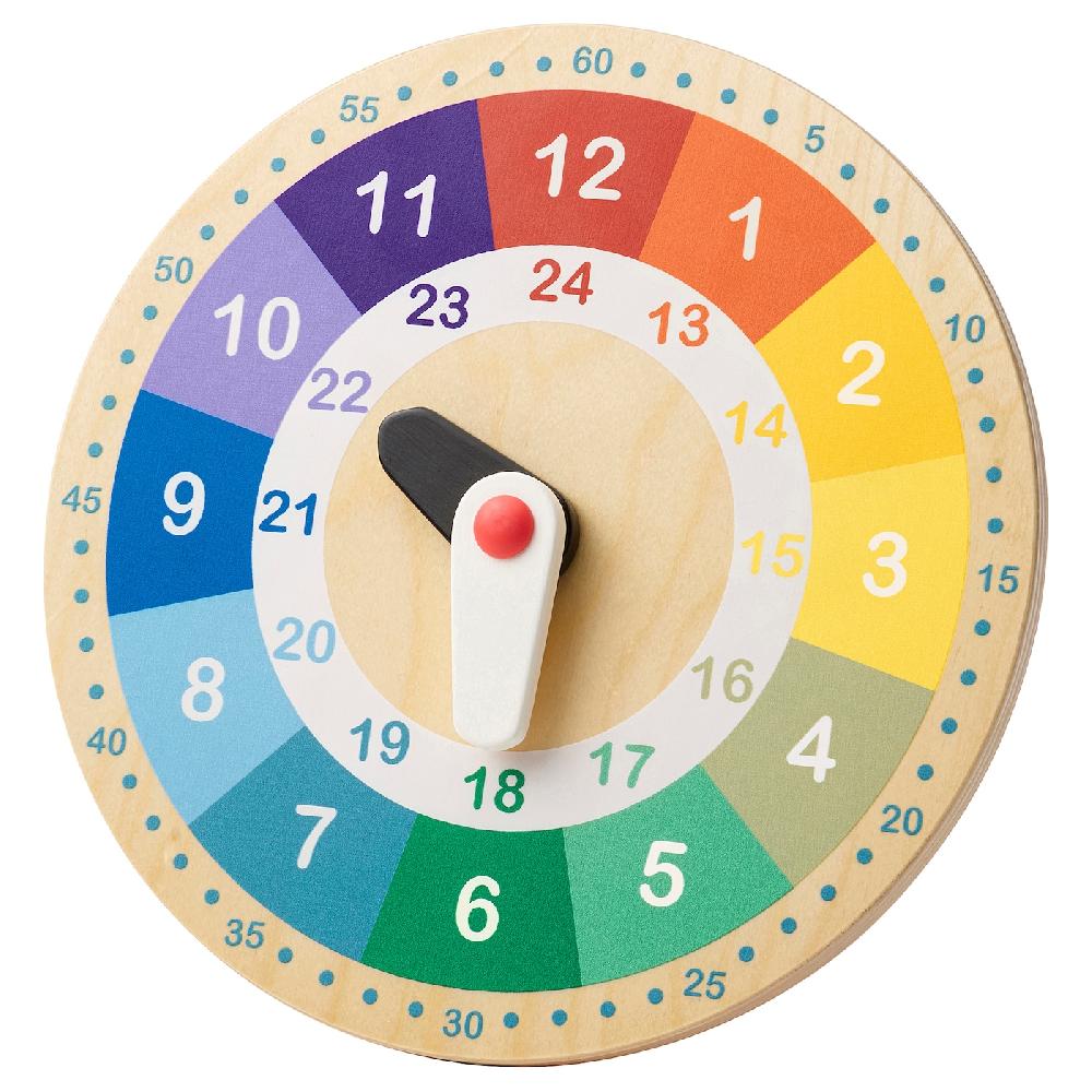 IKEA UNDERHÅLLA Reloj educativo de madera multicolor 25 cm