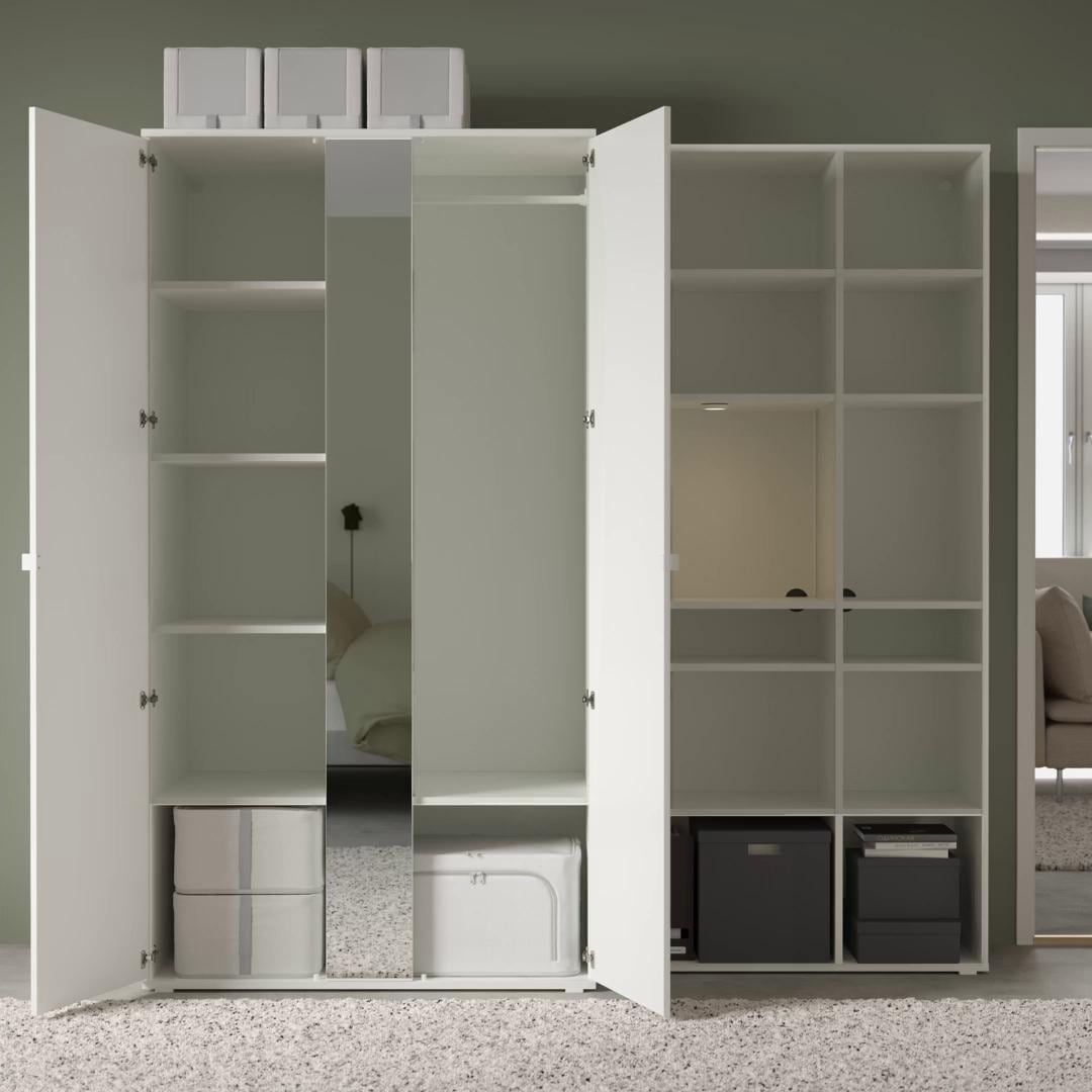 IKEA VIHALS Combinación Armario Blanco/espejo 200x57x200 Cm