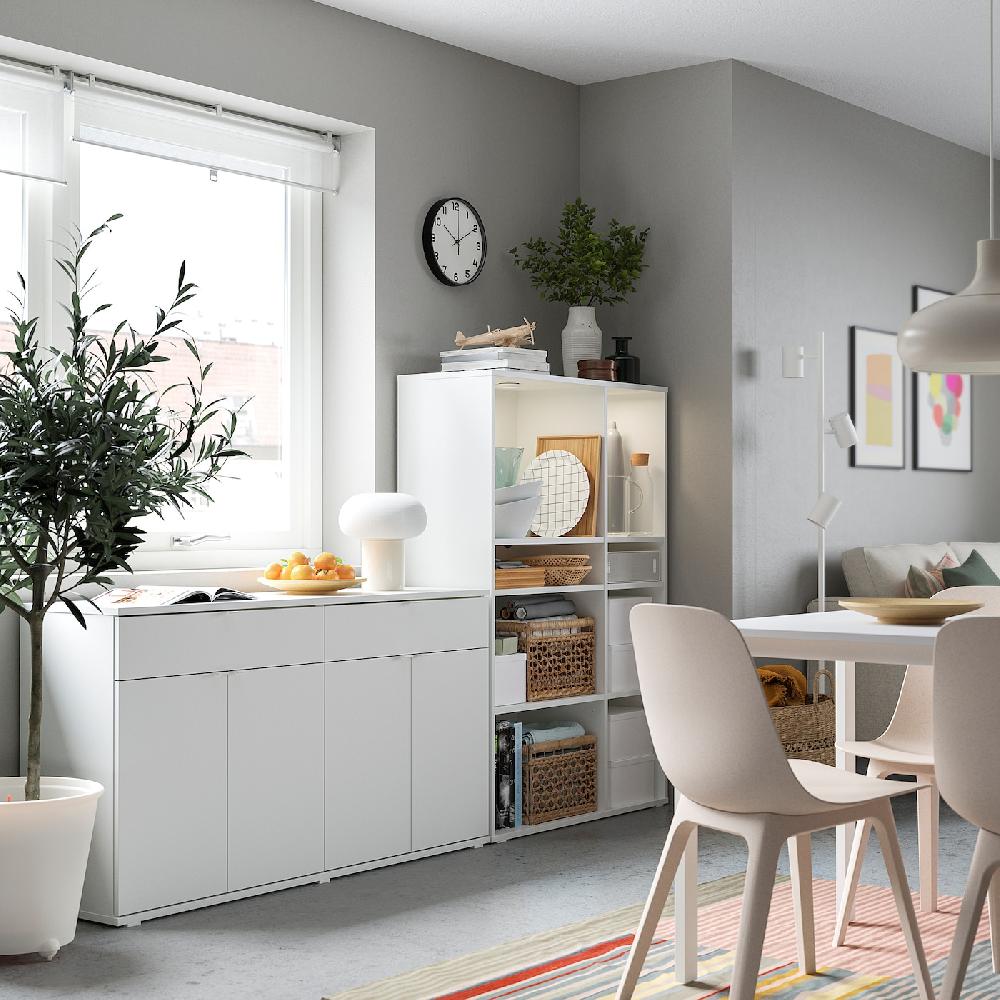 IKEA VIHALS Combinación De Almacenaje Blanco 235x37x140 Cm