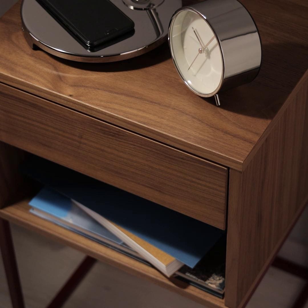 IKEA VIKHAMMER Mesita De Noche Chapa Nogal 40x39 Cm