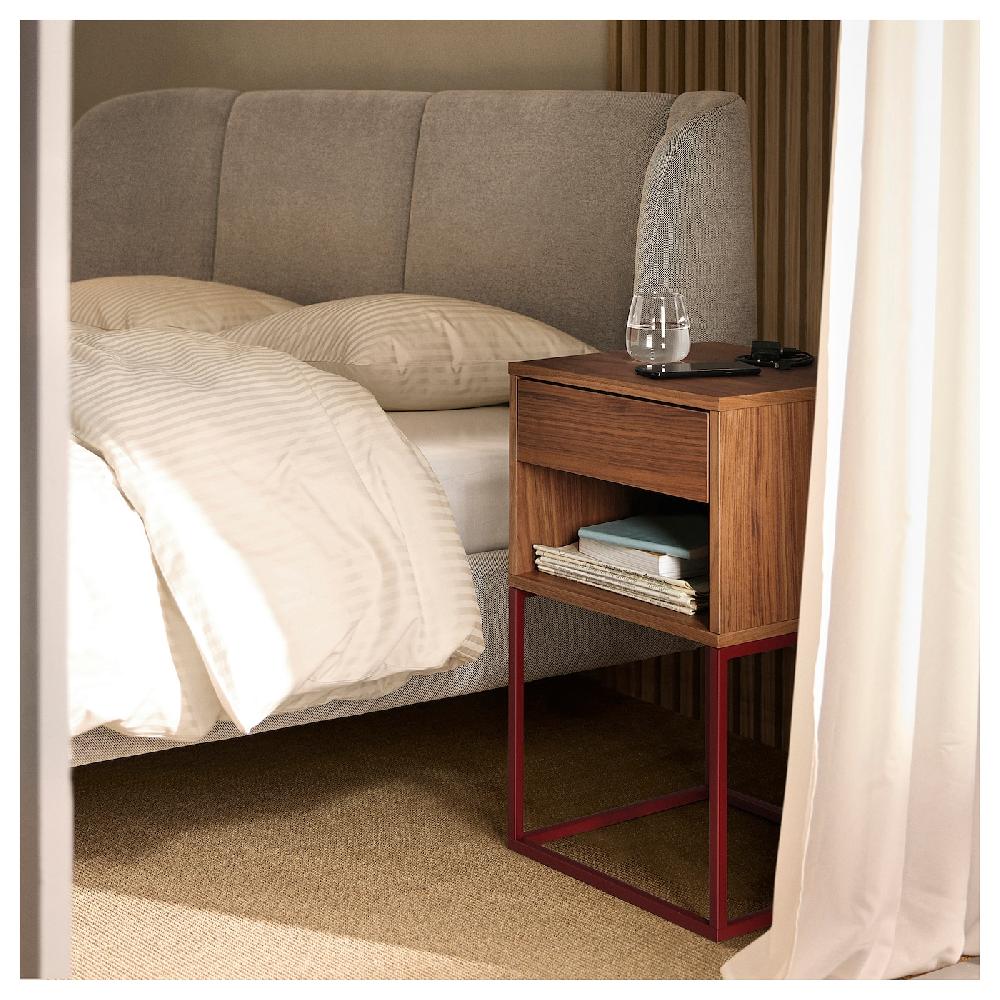 IKEA VIKHAMMER Mesita De Noche Chapa Nogal 40x39 Cm