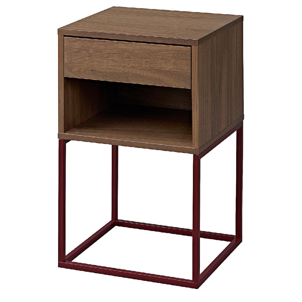 IKEA VIKHAMMER Mesita de noche chapa nogal 40x39 cm