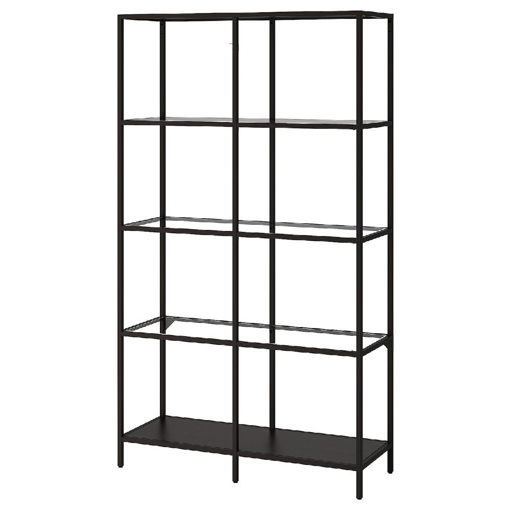 IKEA VITTSJÖ Estantería negro-marrón/vidrio 100x175 cm