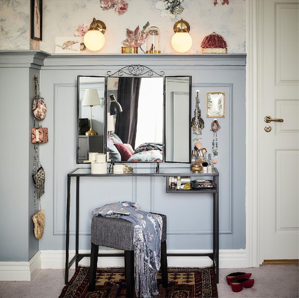 IKEA VITTSJÖ Mesa Para Portátil Negro-marrón/vidrio 100x36 Cm