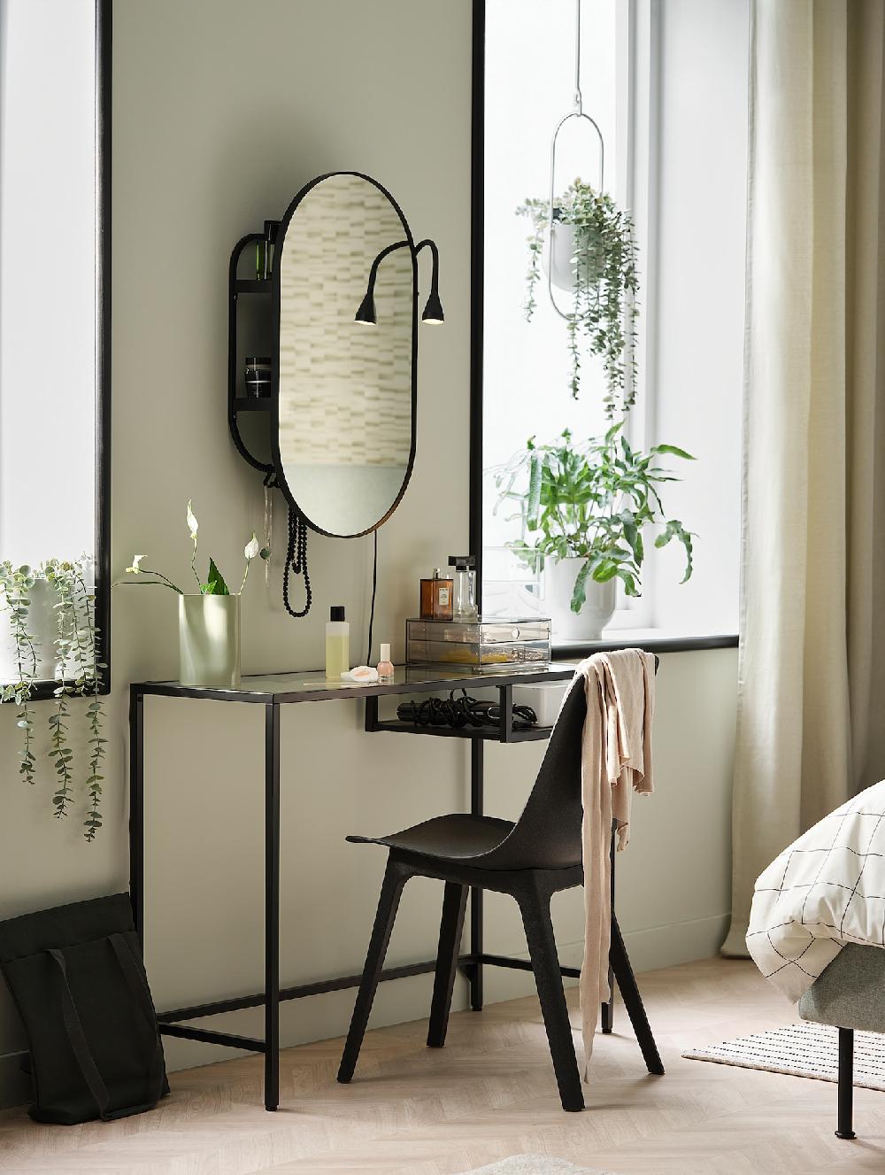 IKEA VITTSJÖ Mesa Para Portátil Negro-marrón/vidrio 100x36 Cm