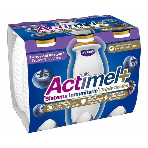 Alcampo ACTIMEL + de Danone Leche fermentada con Lcasei y sabor a arándano y mora 6 x 100 g
