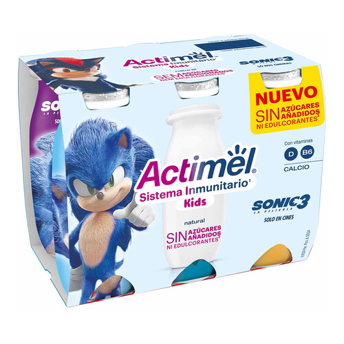 Alcampo ACTIMEL Kids de Danone Leche fermentada con Lcasei y sabor natural 6 x 100 g