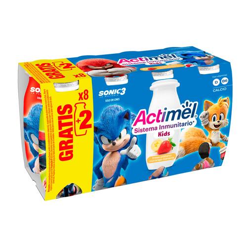Alcampo ACTIMEL Kids de Danone Leche fermentada con Lcasei con sabor a fresa y plátano 6 x 100 g