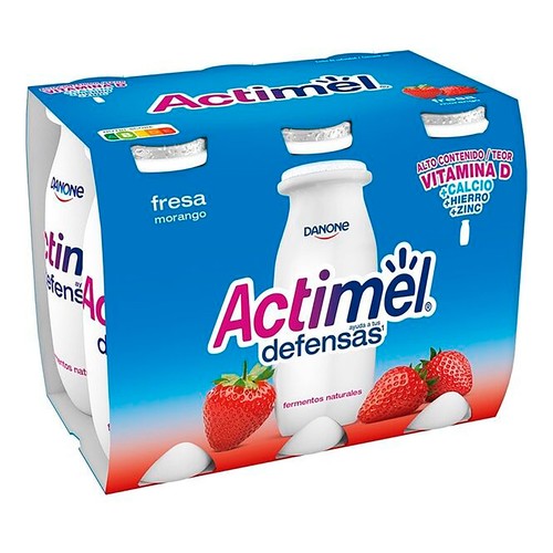Alcampo ACTIMEL Leche fermentada con Lcasei y sabor a fresa de Danone 6 x 100 g