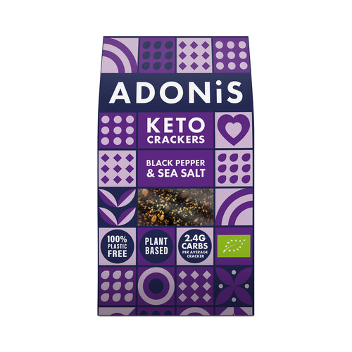 Alcampo ADONIS Crakers keto ecológicos con sal marina y pimienta negra 60 g