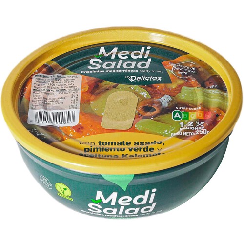 Alcampo AGRUCAPERS Ensalada con tomate asado pimiento verdes y aceituna kalamata 250 g