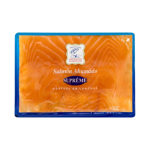 Alcampo AHUMADOS DOMINGUEZ Salmón ahumado en lonchas Supréme AHUMADOS DOMINGUEZ 250 g