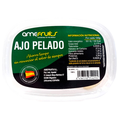Alcampo Ajo fresco pelado AMEFRUITS GOURMET Tarrina de 100g