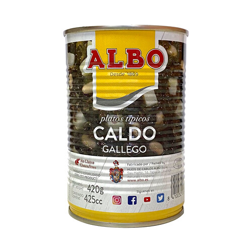 Alcampo ALBO Caldo gallego con grelos patata y alubias ALBO 420 g
