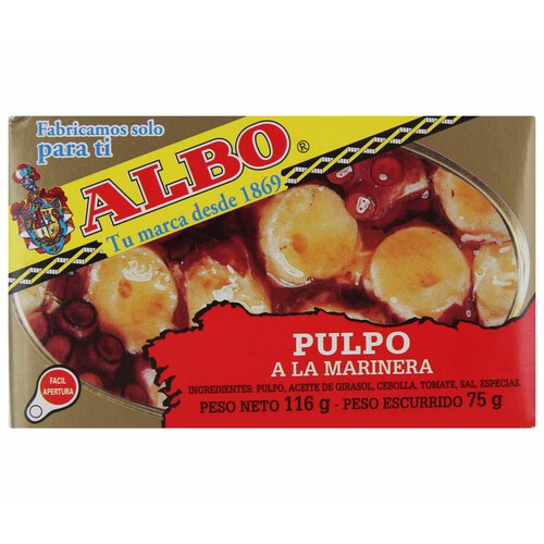 Alcampo ALBO Pulpo a la marinera en tacos lata de 75 g