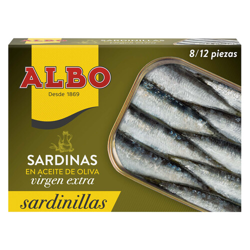 Alcampo ALBO Sardinillas en aceite de oliva virgen extra 8/12 piezas 105 g