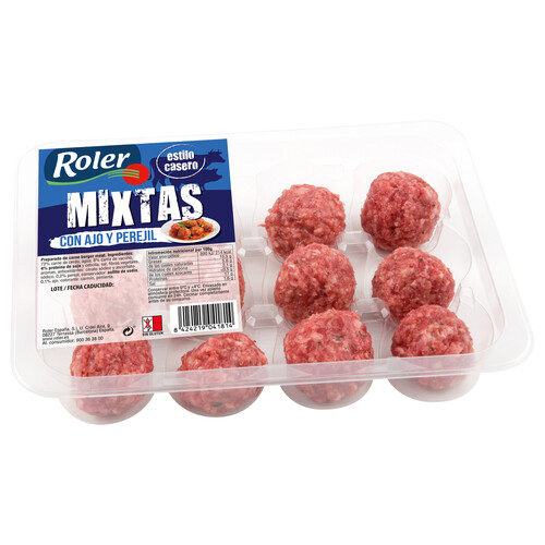 Alcampo Albóndigas mixtas estilo casero (cerdo - vacuno) con ajo y perejil ROLER 12 uds