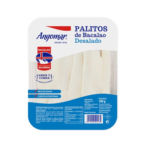Alcampo ANGOMAR Palitos de bacalao desalado 180 gr