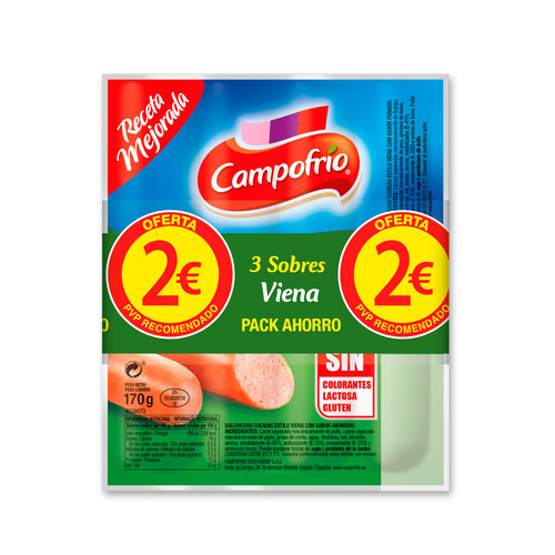 Alcampo CAMPOFRIO Salchichas Viena 170 g x 3