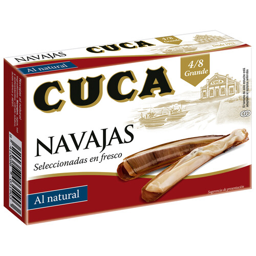 Alcampo CUCA Navajas al natural 4/8 piezas 65 g