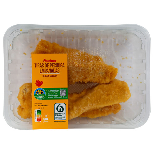 Alcampo ALCAMPO CULTIVAMOS LO BUENO Bandeja con tiras empanadas de pechuga de pollo 400 g