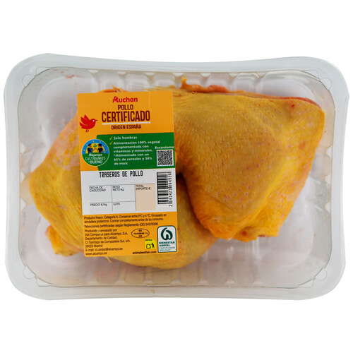 Alcampo ALCAMPO CULTIVAMOS LO BUENO Cuartos traseros de pollo certificado con piel Bandeja