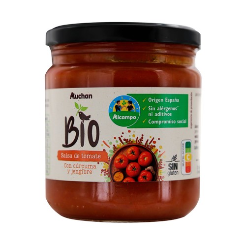 Alcampo ALCAMPO CULTIVAMOS LO BUENO ECOLÓGICO Salsa de tomate de temporada ecológica con un toque de cúrcuma y jengibre 340 g