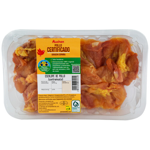 Alcampo ALCAMPO CULTIVAMOS LO BUENO Escalopes de pollo certificado (contramuslo deshuesado) Bandeja