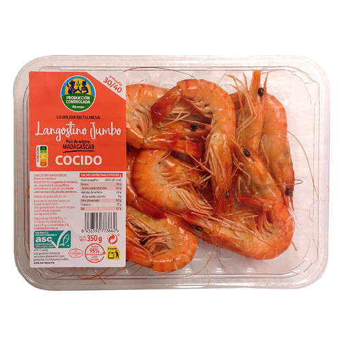 Alcampo ALCAMPO CULTIVAMOS LO BUENO Langostinos cocidos Jumbo 30/40 pzs kilogramo 350 g